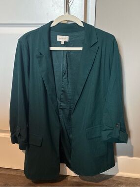 Skies Are Blue Dark Green Open Blazer